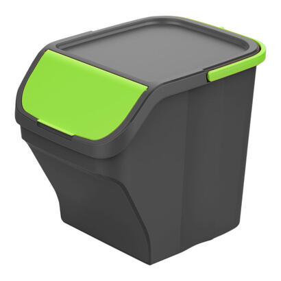 cubo-25l-stackn-sort-gris-con-tapa-color-verde