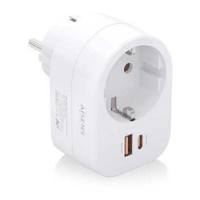 aisens-regleta-de-pared-multifuncion-con-1-toma-1xusb-c-20w-pd30-1xusb-a-20w-qc30-blanco