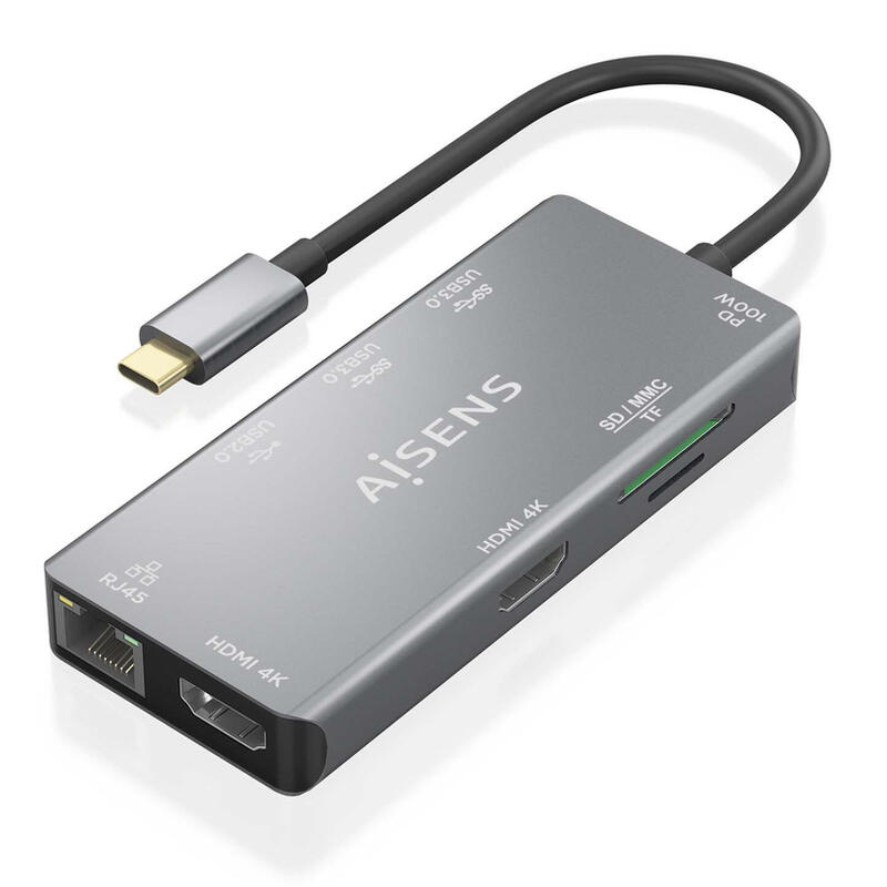 aisens-usb-c-dock-9-en-1-usb-c-a-2xhdmi-1xrj45-2xusb-a-usb30-1xusb-a-usb20-1xusb-c-pd-1xsd-1xmicro-sd-gris-15cm