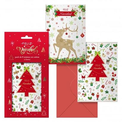 dohe-caramelo-pack-de-8-tarjetas-de-felicitacion-navidena-con-sobre-2-modelos-distintos-tamano-122x235cm-papel