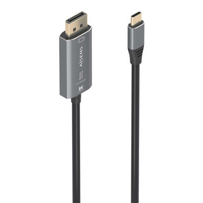 aisens-cable-conversor-aluminio-bidireccional-usb-c-a-displayport-8k60hz-usb-cm-dpm-negro-18m