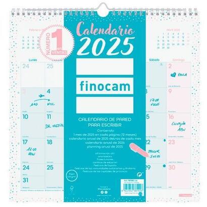 finocam-calendario-de-pared-para-escribir-300x300mm-chic-turquesa-2025