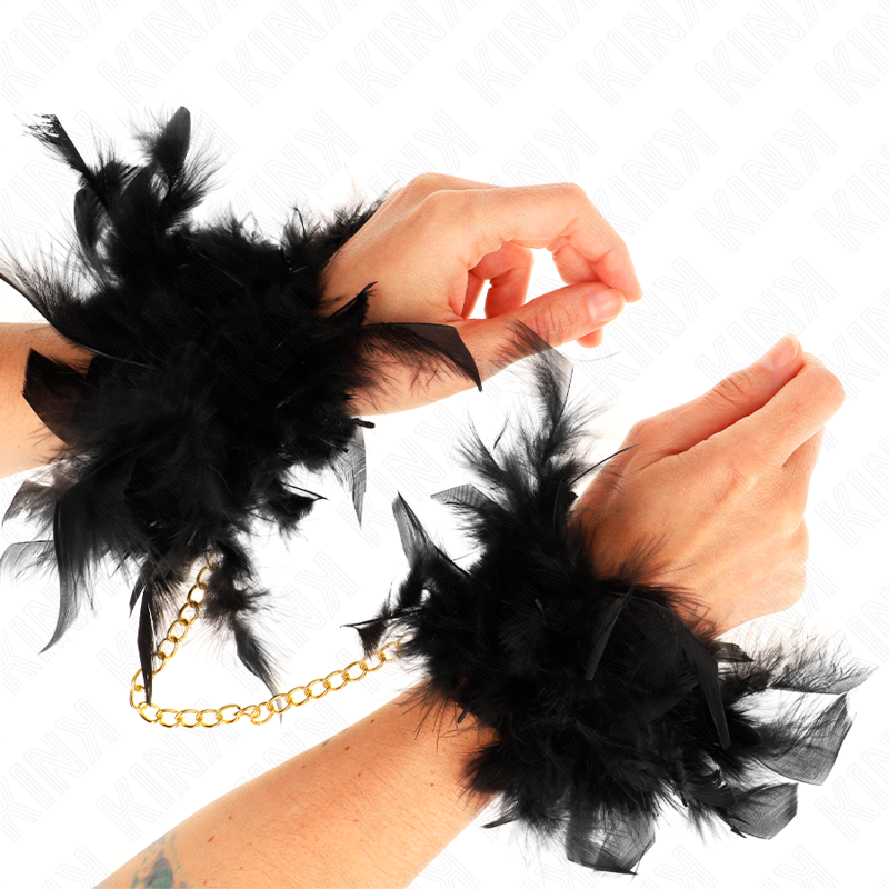 kink-esposas-de-plumas-negro-con-cadena-dorada-modelo-1