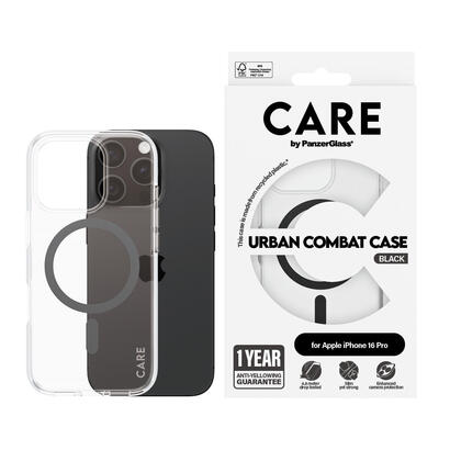 panzerglass-care-by-urban-combat-case-transparent-w-black-magsafe-iphone-16-pro-funda-para-apple-iphone-16-pro-negro