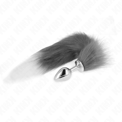 kink-plug-anal-talla-m-8-x-35-cm-con-cola-sintetica-40-cm-plateado-y-blanco