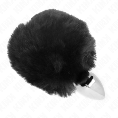 kink-plug-7-x-3-cm-de-acero-inoxidable-con-cola-de-conejo-piel-sintetica-8-cm-negro