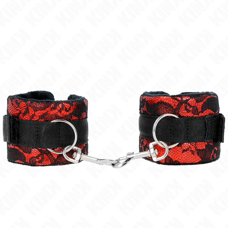 kink-munequeras-cortas-de-encaje-terciopelo-y-union-de-nylon-rojonegro-23-x-65-cm