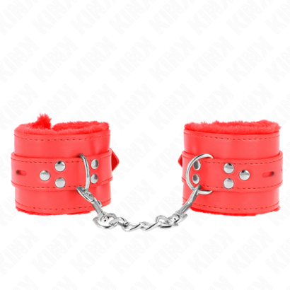 kink-munequeras-forradas-con-agujeros-cuadrados-rojo-y-correa-rojo-ajustable-17-29-cm-x-6-cm