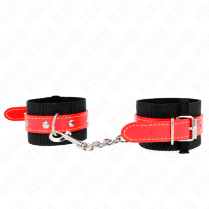 kink-munequeras-de-nylon-negro-con-correa-polipiel-rojo-ajustable-19-24-cm-x-55-cm