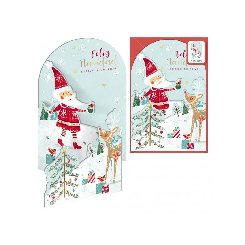 dohe-santa-en-la-nieve-pack-de-6-tarjetas-desplegables-de-felicitacion-navidena-con-sobre-impresas-a-todo-color