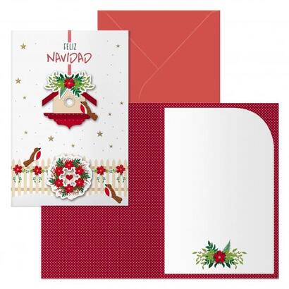 dohe-bird-house-pack-de-6-tarjetas-de-felicitacion-navidena-con-sobre-tamano-cerrada-115x17cm-abierta-23x17cm-