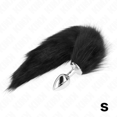 kink-plug-anal-talla-s-7-x-3-cm-con-cola-sintetica-40-cm-negro