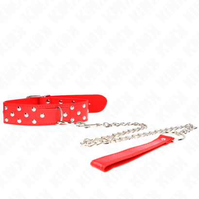 kink-collar-con-correa-65-cm-remache-anilla-rojo-ajustable-36-50-cm-x-38-cm