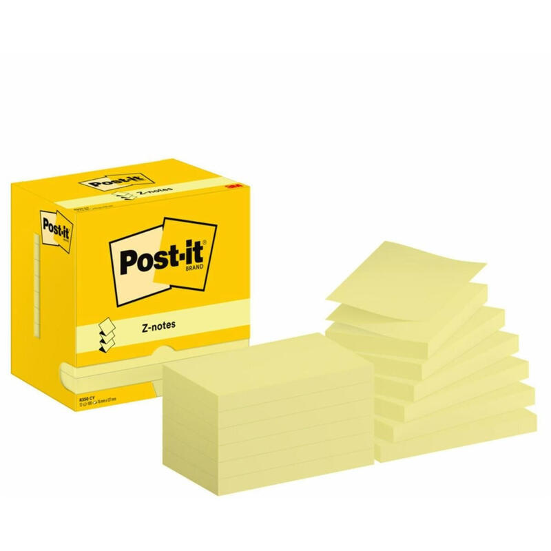 pack-12-blocs-100-hojas-z-notes-76x127mm-canary-yellow-caja-carton-r350-cy-post-it-7100290186