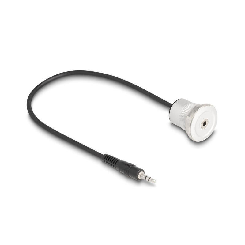 delock-klinke-35-mm-3-pin-einbaubuchse-mit-cablepeitsche-stecker-30-cm-aluminium
