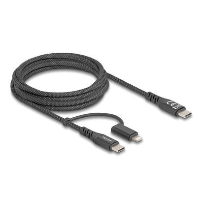 delock-cable-usb-2-en-1-usb-type-c-a-usb-type-c-lightning-para-iphone-y-ipad-2-m-mfi-60-w