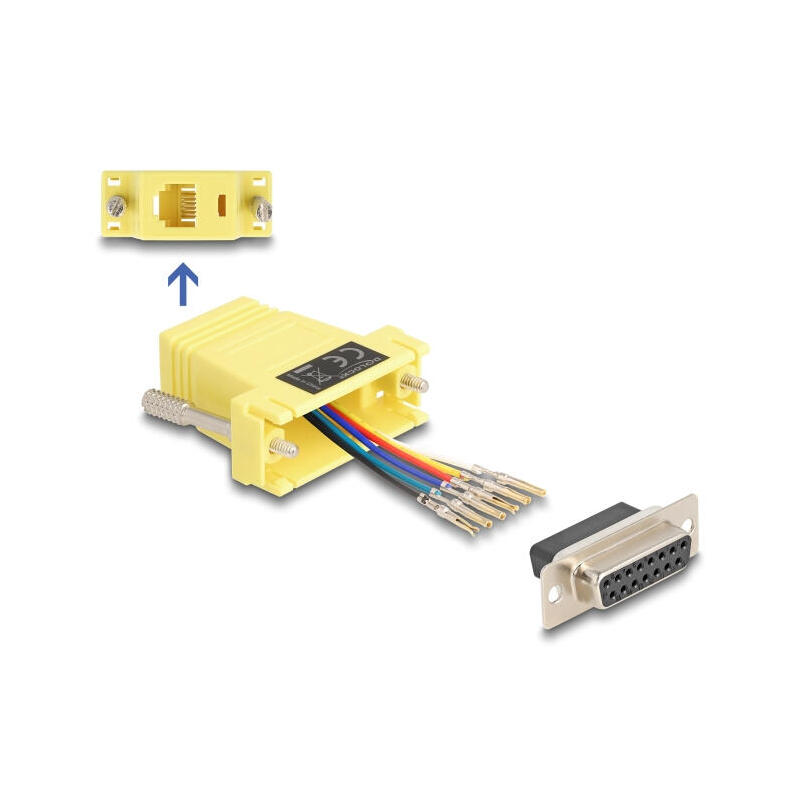 delock-67091-d-sub-hembra-de-15-pines-a-rj12-hembra-kit-de-montaje-amarillo delock-67091-d-sub-hembra-de-15-pines-a-rj12-hembra-kit-de-montaje-amarillo