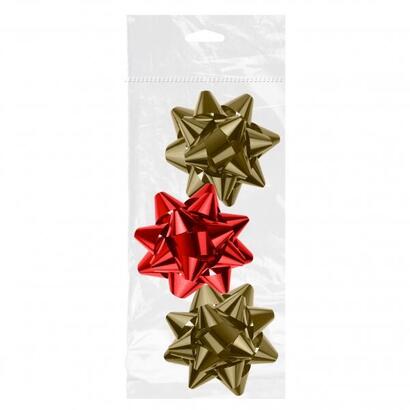 dohe-shiny-pack-de-3-lazos-para-regalo-forma-de-estrella-tamaao-8cm-colores-rojo-y-oro
