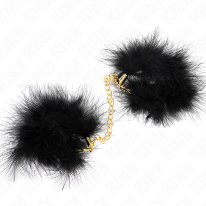 kink-esposas-de-plumas-negro-con-cadena-dorada-modelo-2