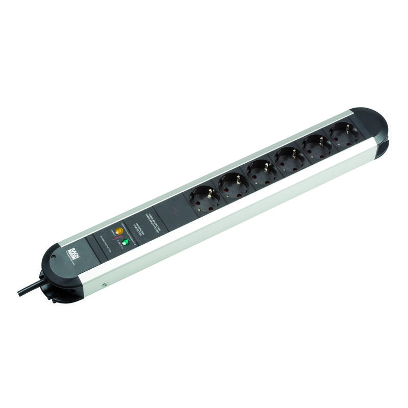 bachmann-regleta-primo-alu-uss-6-tomas-negro-20m-con-interruptor