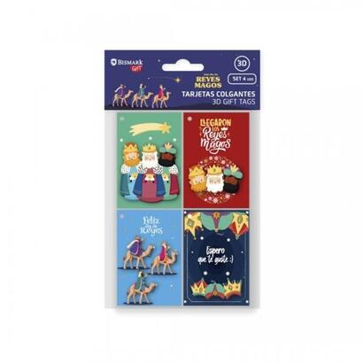 bismark-pack-de-4-tarjetas-de-felicitacion-navideaa-diseao-con-relieve-tamaao-cerrada-6x8cmabierta-12cm-se