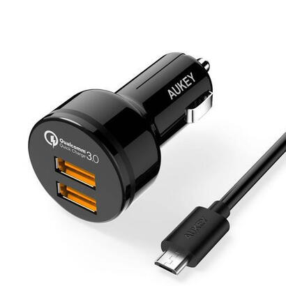 aukey-cc-t8-cargador-de-coche-ultrarrapido-2xusb-quick-charge-30-6a-36w