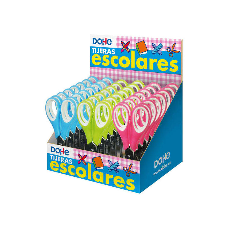 dohe-expositor-de-24-tijeras-escolares-de-125mm-hojas-de-acero-inoxidable-puntas-redondeadas-mango-ergonomico-de