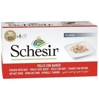 schesir-chicken-with-beef-in-jelly-wet-dog-food-4-x-85g