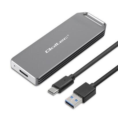 qoltec-52266-mini-enclosure-m2-ssd-drive-nvme-pcie-usb-31-super-speed-10gb-s-2tb-silver