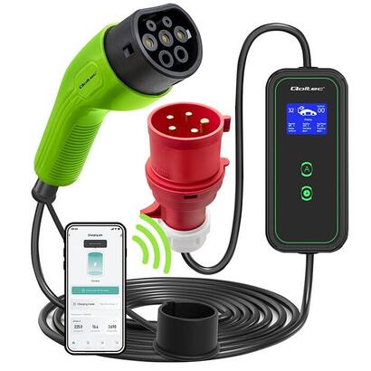 qoltec-mobilna-ladowarka-do-samochodu-elektrycznego-ev-z-regulacja-2w1-typ2-7kw-230v-cee-3-pin-wi-fi-lcd-przenosna-wallbox-5m