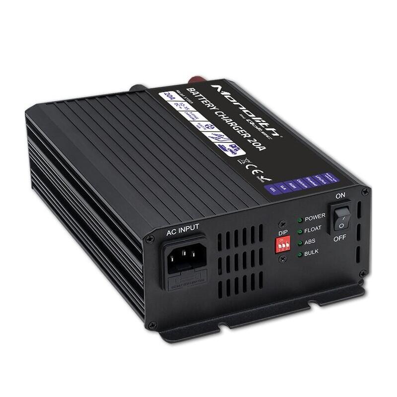 qoltec-51959-smart-monolith-charger-for-lifepo4-agm-gel-sla-batteries-20a-12v
