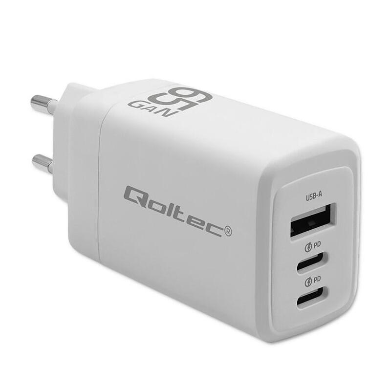 qoltec-51822-gan-65w-charger-5-20v-3-335a-2-x-usb-c-pd-1x-usb-qc-30-white