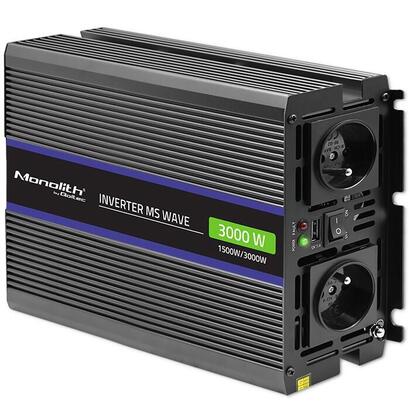 qoltec-51927-monolith-voltage-converter-3000-ms-wave-12v-to-230v-1500-3000-usb