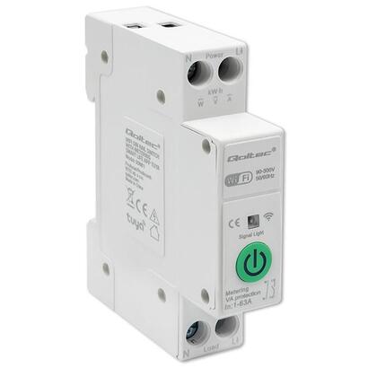 qoltec-50881-wifi-din-rail-relay-with-electricity-meter-63a-tuya-smart-life