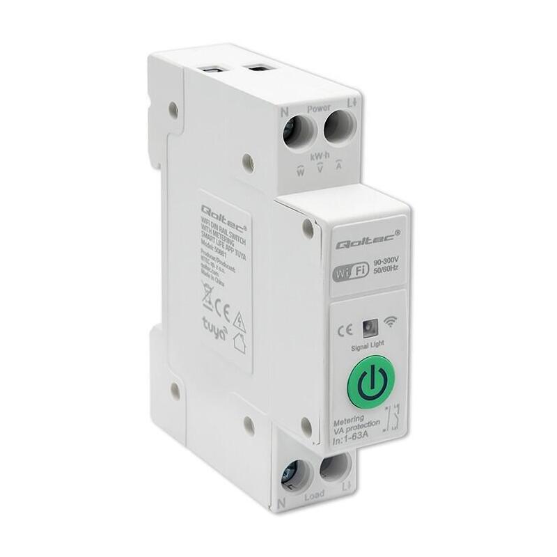 qoltec-50881-wifi-din-rail-relay-with-electricity-meter-63a-tuya-smart-life