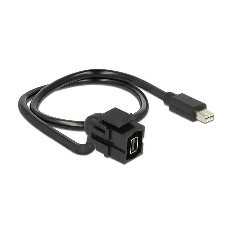 delock-keystone-modul-mini-displayport-buchse-110-mini-displayport-stecker-mit-cable-schwarz