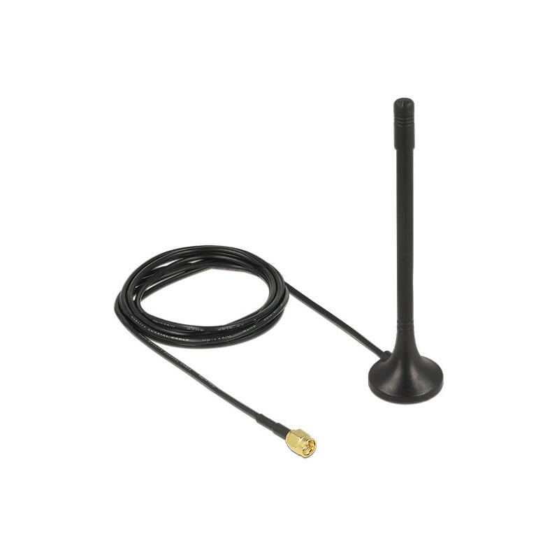 delock-antenne-ism-433mhz-sma-2-dbi-2m-rg-174-starr-omnidirektional-magnetischer-standfuss-schwarz