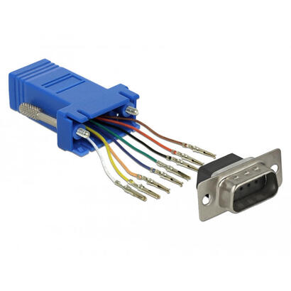 delock-d-sub-9-pin-stecker-zu-rj45-buchse-montagesatz-blau