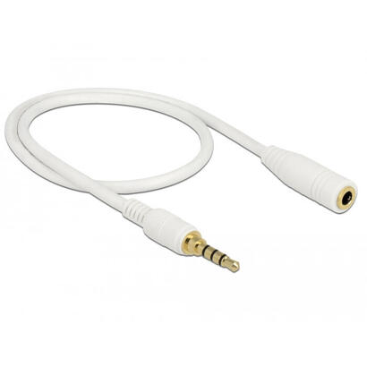 delock-klinkenverlangerungscable-35-mm-4-pin-stecker-zu-buchse-05-m-weiss