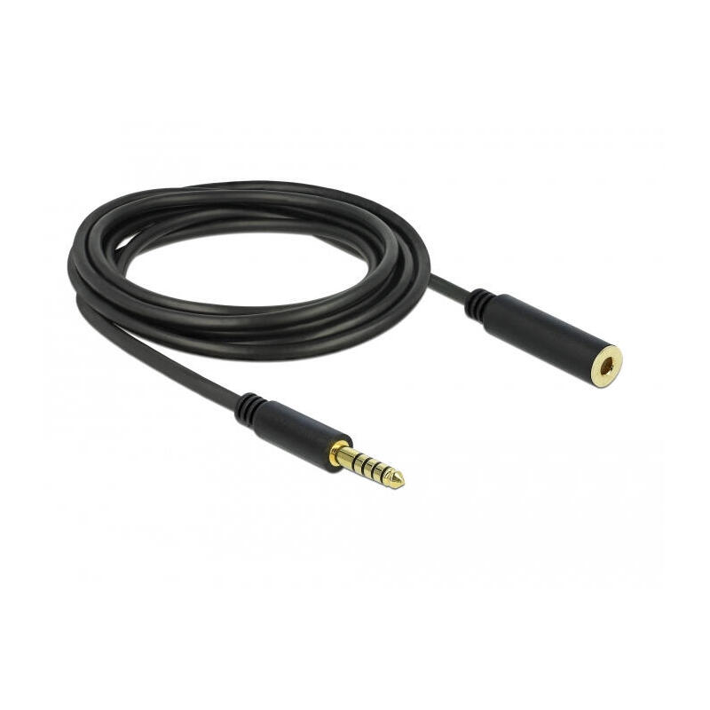 delock-verlangerungscable-klinke-44-mm-5-pin-stecker-zu-buchse-3-m-schwarz