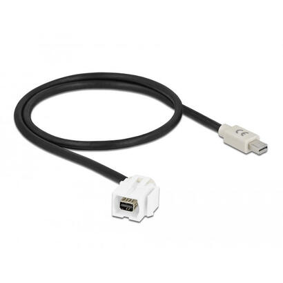 delock-keystone-modul-mini-displayport-buchse-110-mini-displayport-stecker-mit-cable-weiss
