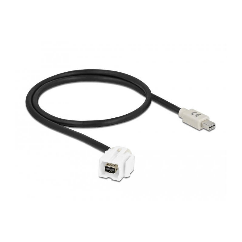 delock-keystone-modul-mini-displayport-buchse-110-mini-displayport-stecker-mit-cable-weiss