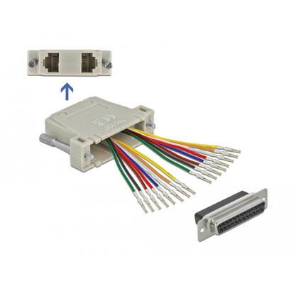 d-sub-25-pin-crimp-buchse-zu-2-x-rj45-buchse-mit-montagesatz-beige