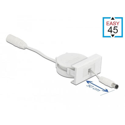 delock-easy-45-modul-power-ausrollcable-dc-55-x-21-mm-buchse-stecker-weiss