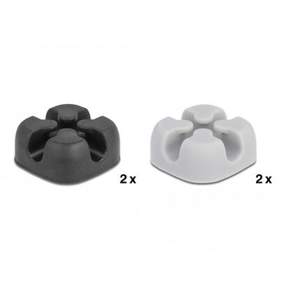 delock-cablehalter-kreuzformig-selbstklebend-4-stuck-schwarz-grau