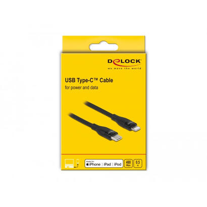 delock-daten-y-cable-de-carga-usb-tipo-c-a-lightning-negro-05-m-mfi