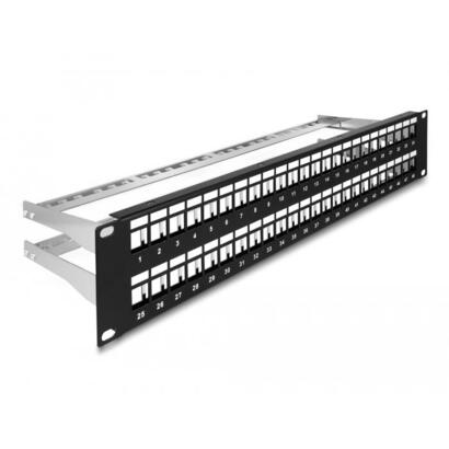 delock-19-keystone-patchpanel-48-port-mit-entlastungsschienen-2-he-schwarz