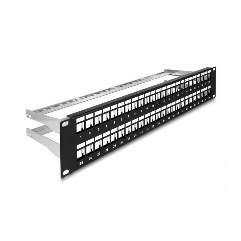 delock-19-keystone-patchpanel-48-port-mit-entlastungsschienen-2-he-schwarz