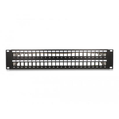 delock-19-keystone-patchpanel-48-port-mit-entlastungsschienen-2-he-schwarz