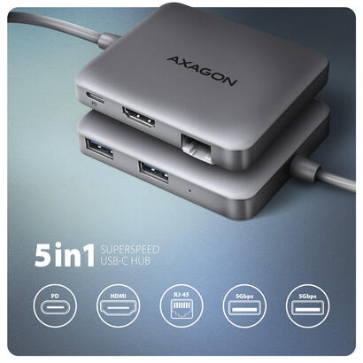 axagon-hmc-5hl-2x-usb-a-hdmi-lan-usb-32-gen-1-hub-pd-100w-gris